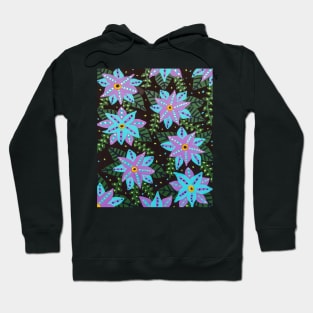 Colorful Flowers in Blue and Purple Hoodie